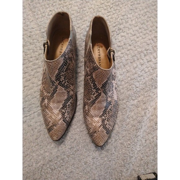 Lucky Brand classic leather snakeskin print 8.5 boots Y2K Animal - Picture 9 of 9